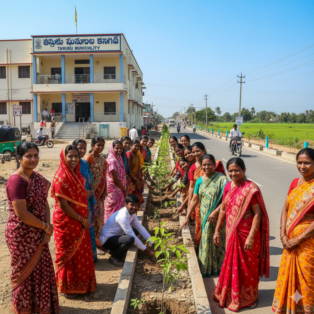 Tanuku Municipality Launches "Green Tanuku" Initiative for Urban Beautification gemini generated image s86bels86bels86b
